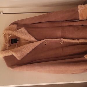 Hilary Radley beigh suede and sherling knee length coat  Never been worn.